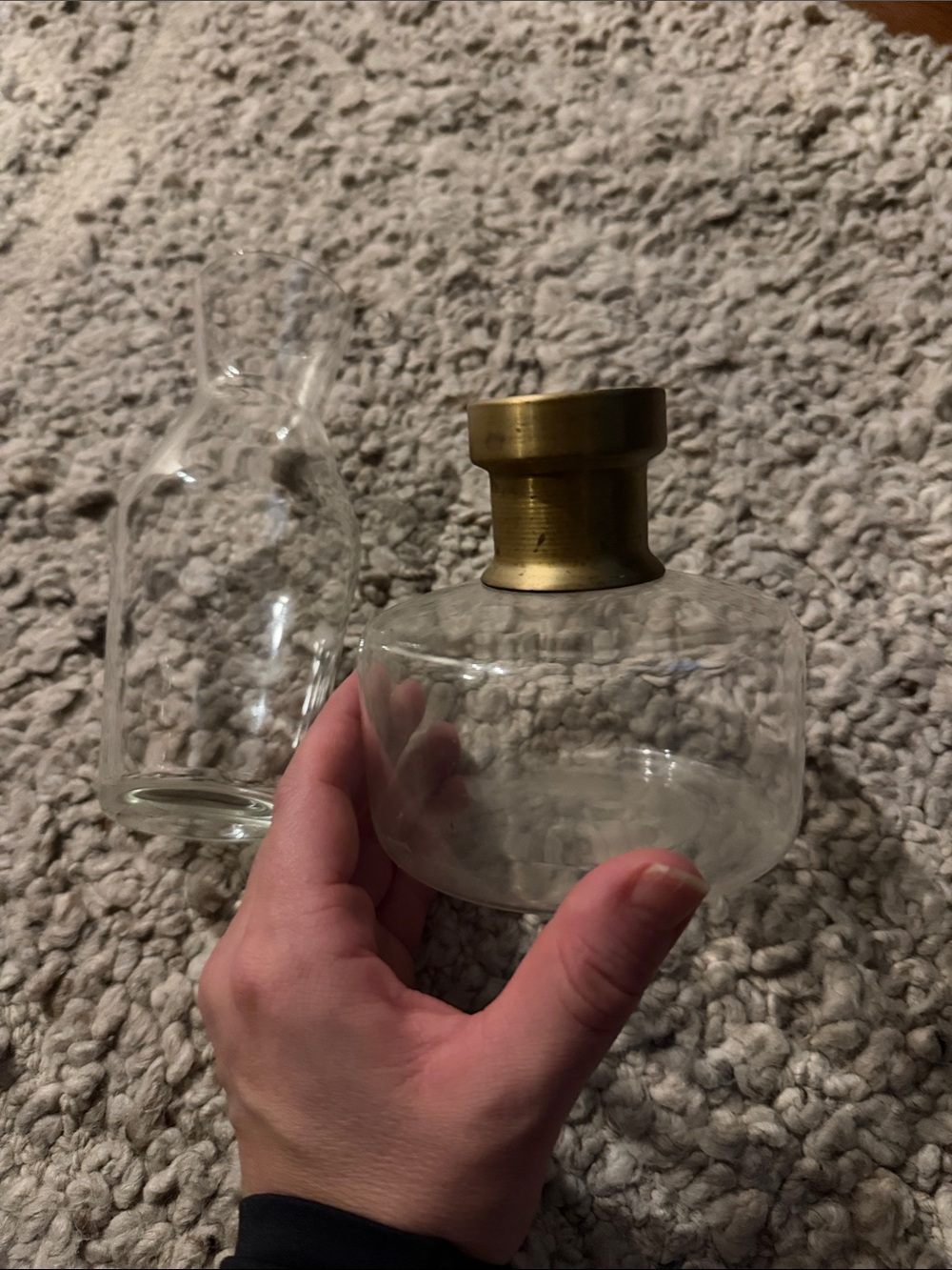 West Elm Clear Glass Vase with Brass-Tone Neck